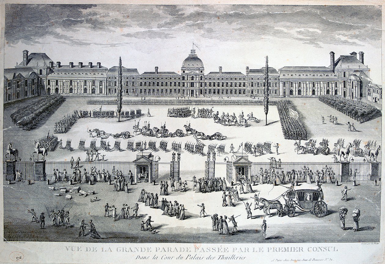Parata delle truppe durante la Grande Parata, Palazzo delle Tuileries, XIX secolo da Unbekannt