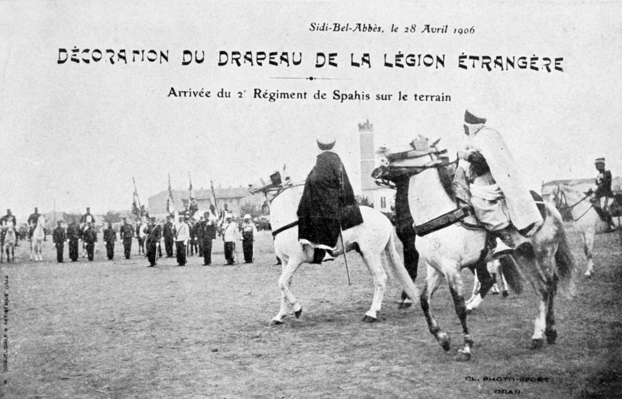 Sfilata della bandiera della Legione Straniera Francese, Sidi Bel Abbes, Algeria, 28 aprile 1906 da Unbekannt