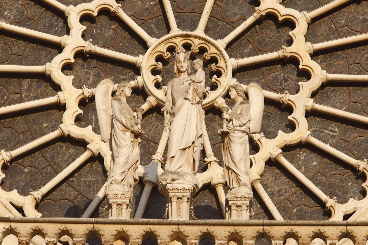 Cattedrale di Notre Dame di Parigi ala ovest: Vergine e bambino e angeli, Parigi, Francia da Unbekannt