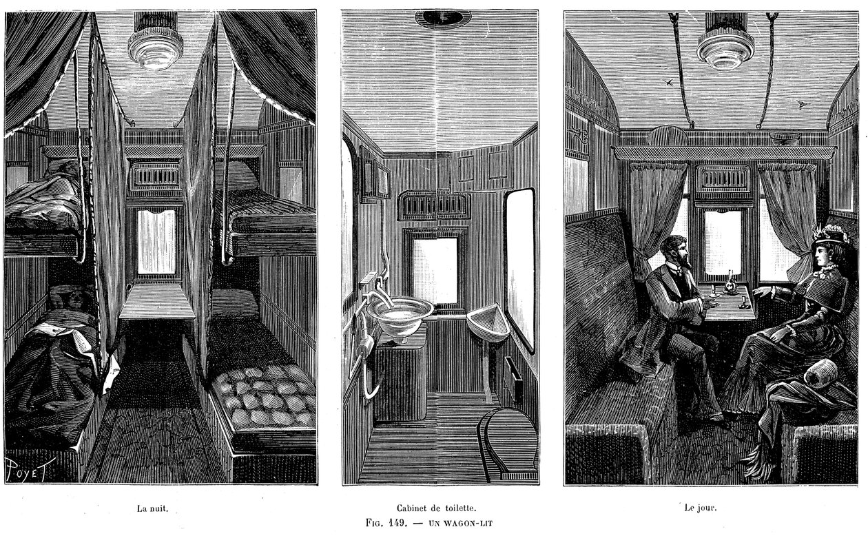 Parte di un vagone letto ferroviario francese, 1890 da Unbekannt