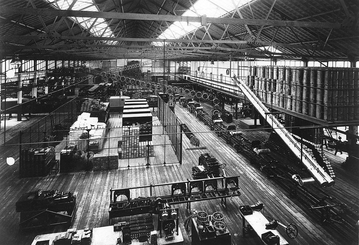 Parte della linea di produzione alla fabbrica Highland Park di Ford, Detroit, Michigan, USA, c1914 da Unbekannt