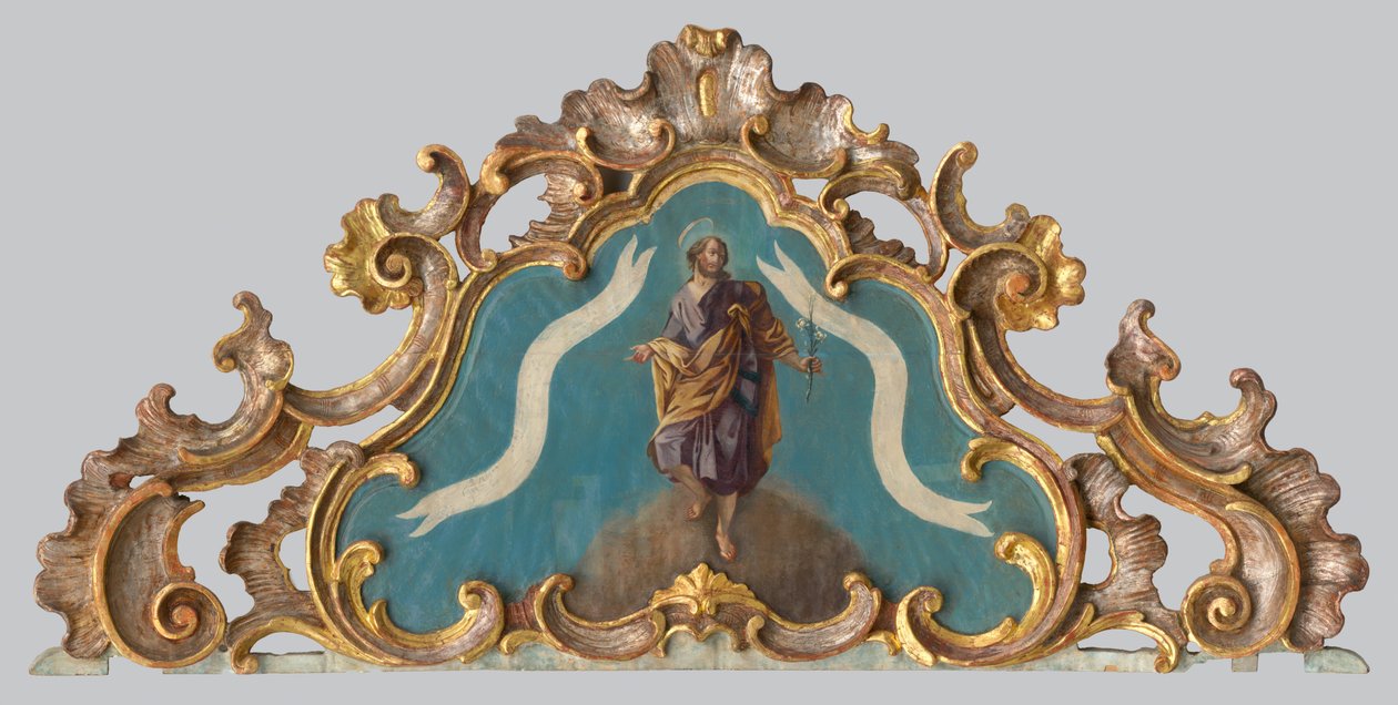 Frontone di un altare con figura di un santo da Unbekannt