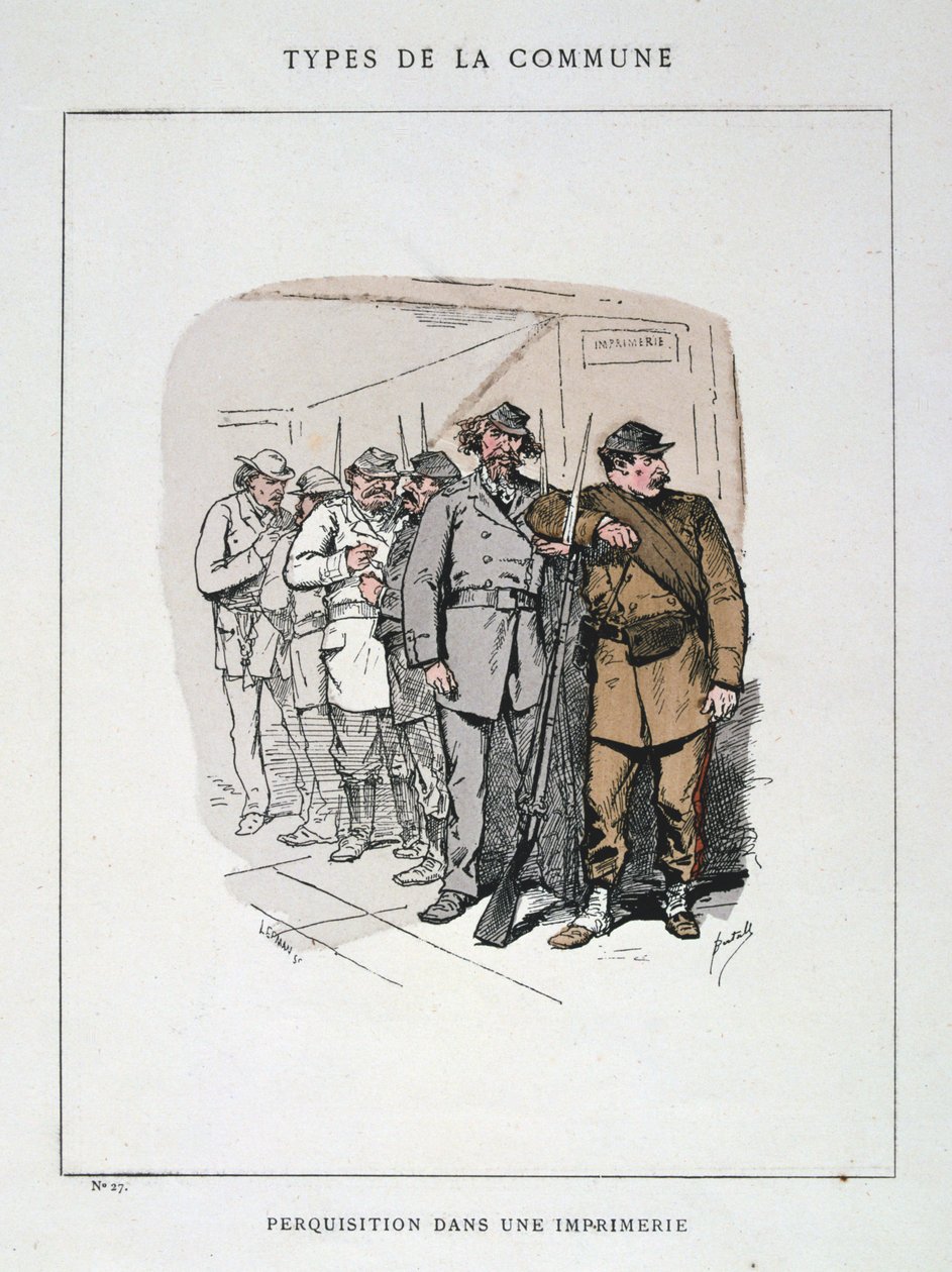 Perquisizione in una Tipografia, Comune di Parigi, 1871 da Unbekannt