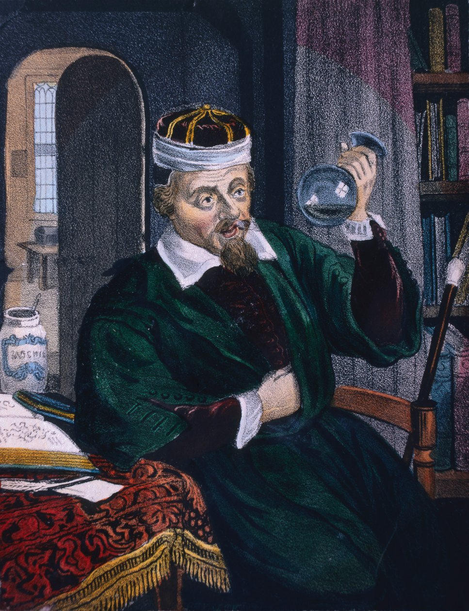Medico che esamina un campione di urina del paziente, c.1600 19° secolo da Unbekannt