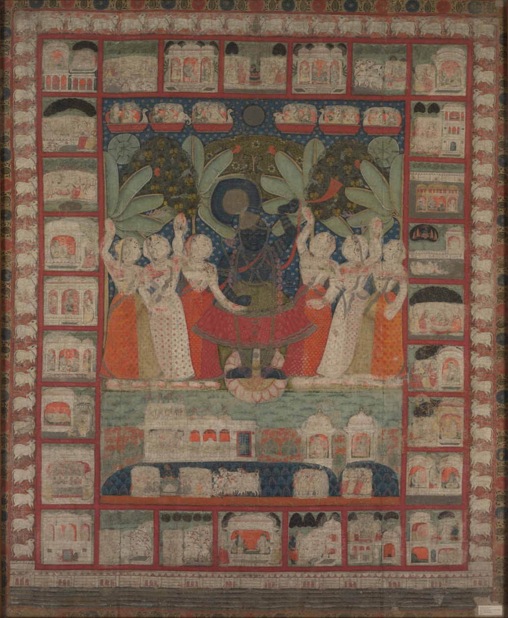 Pichvai appeso al muro con il culto di Shri Nathaji, 1825-1850 da Unbekannt