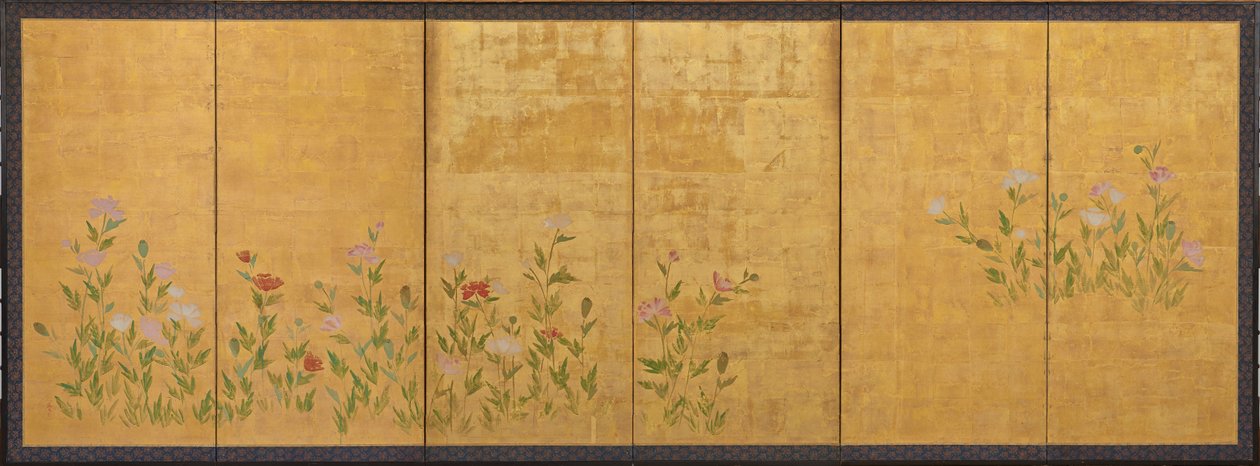 Papaveri rosa e rossi, periodo Edo, 1615-1868 da Unbekannt