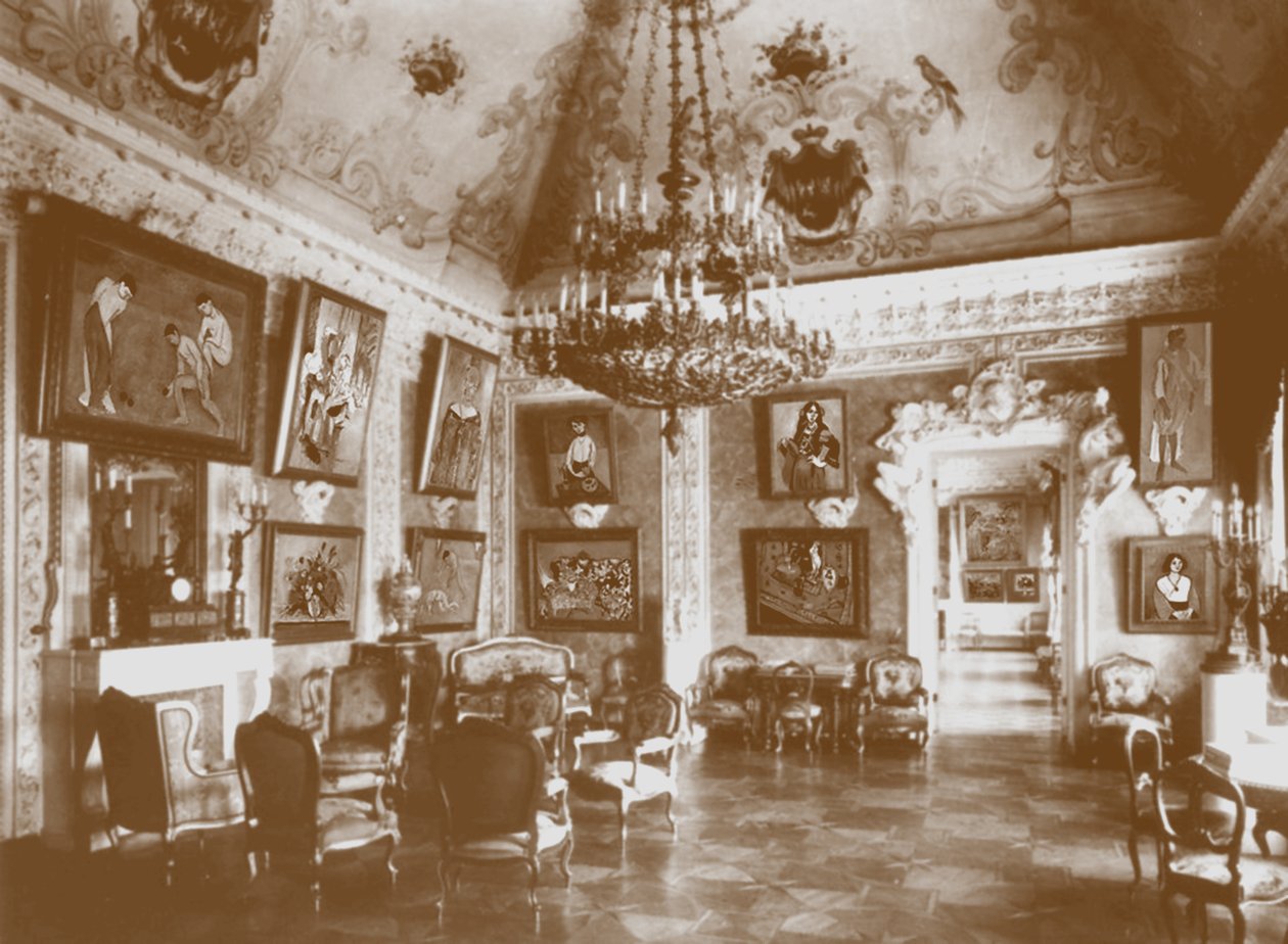 Sala da pranzo rosa conosciuta come la Sala Matisse nella casa di Shchukin da Unbekannt