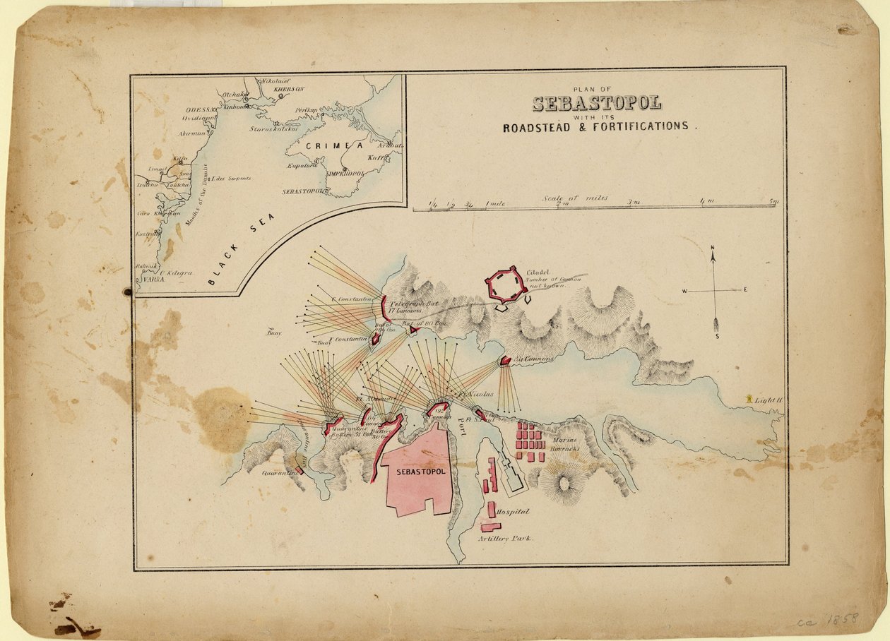 Piano di Sebastopoli con la sua rada e fortificazioni, c. 1858 da Unbekannt