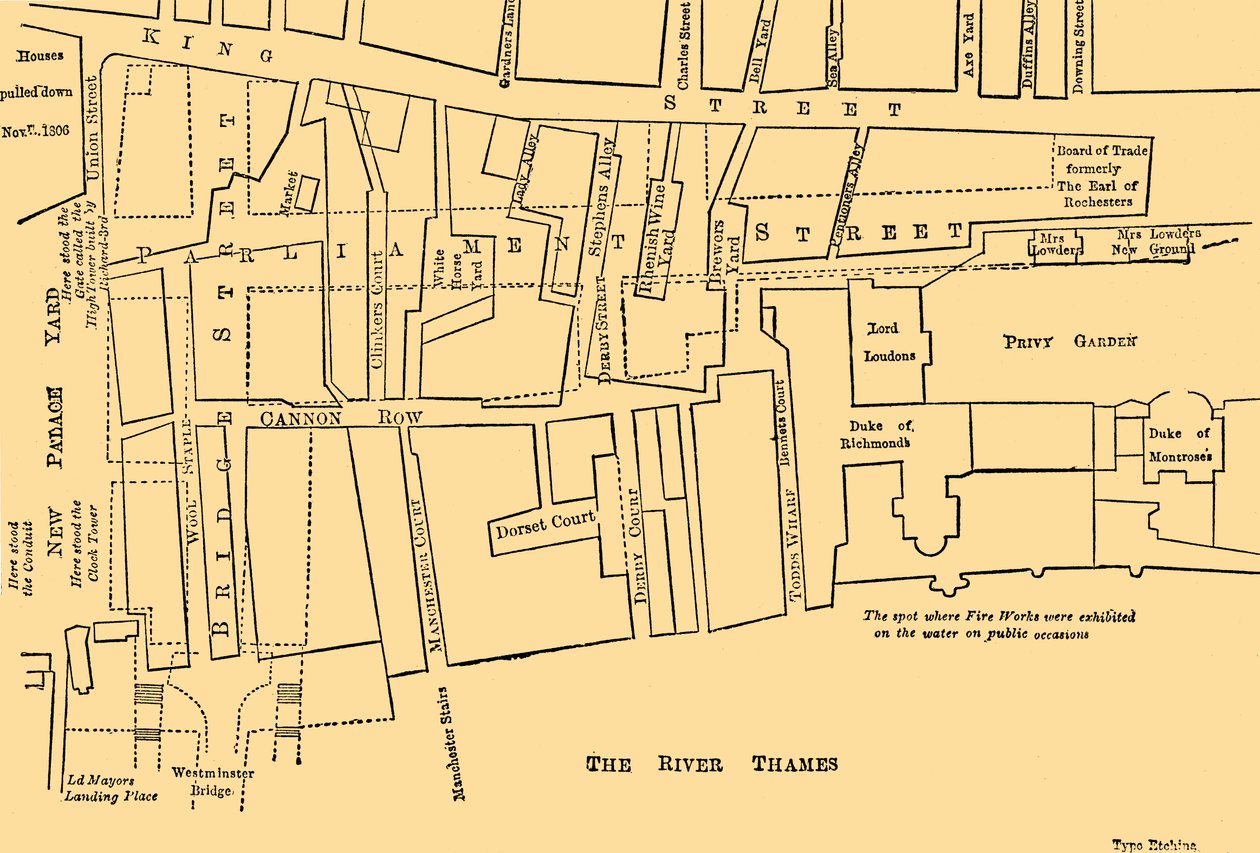 Piano di una parte di Westminster tra il 1734 e il 1748 - Prima dell
