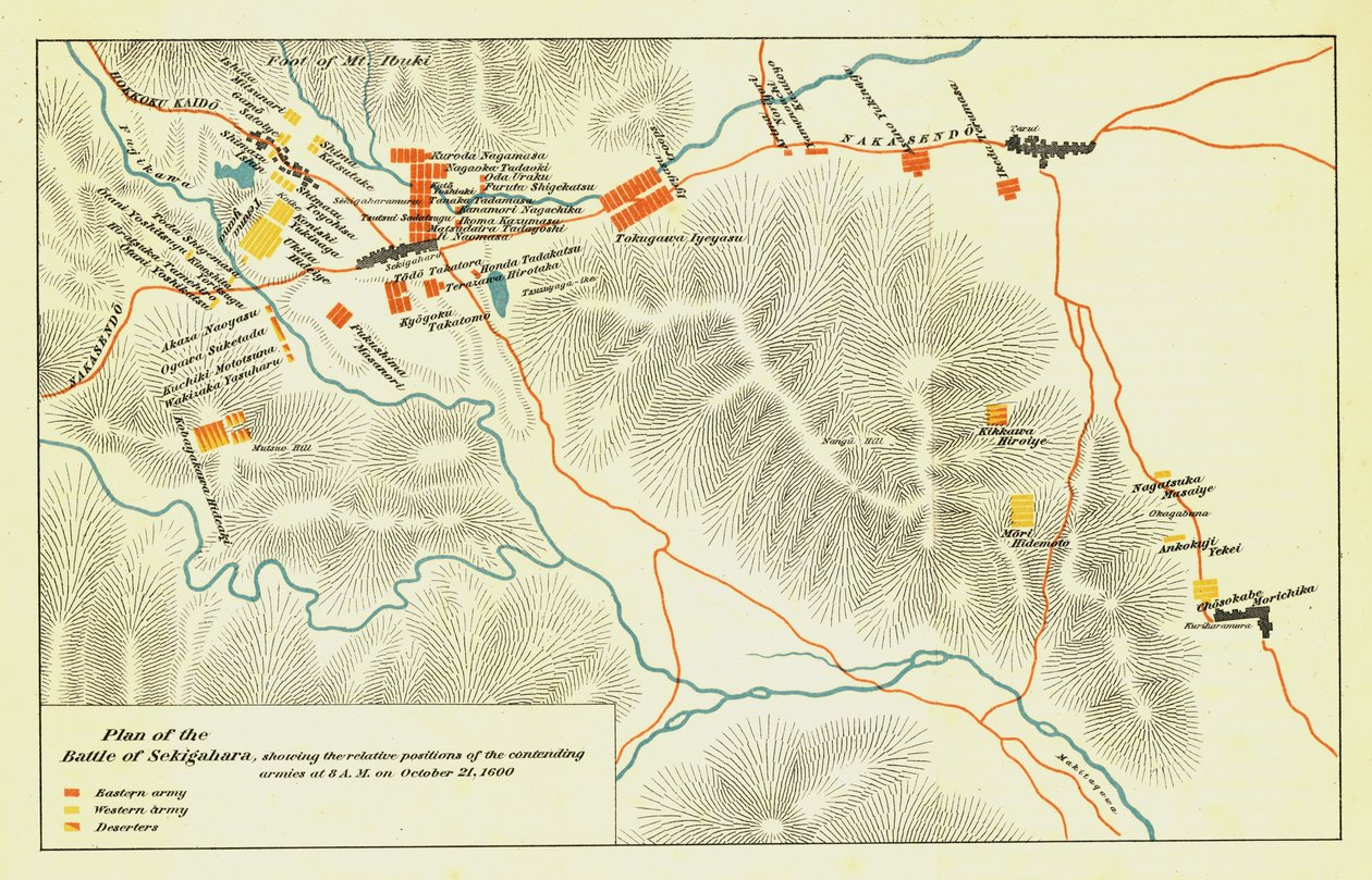 Piano della Battaglia di Sekigahara, 21 ottobre 1600, 1903 da Unbekannt