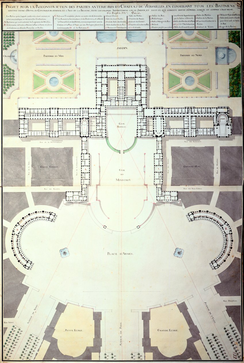 Piani per la trasformazione di Versailles, Francia, 1780 da Unbekannt