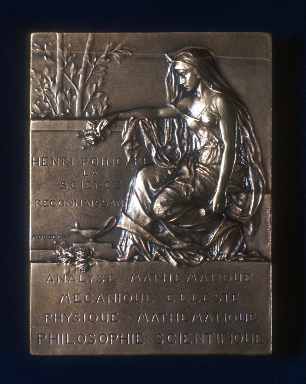 Plaquette commemorativa della morte di Henri Poincaré, matematico francese, 1912 da Unbekannt