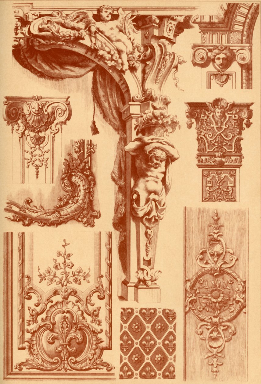 Ornamenti in gesso, Francia, XVII e XVIII secolo, 1898 da Unbekannt