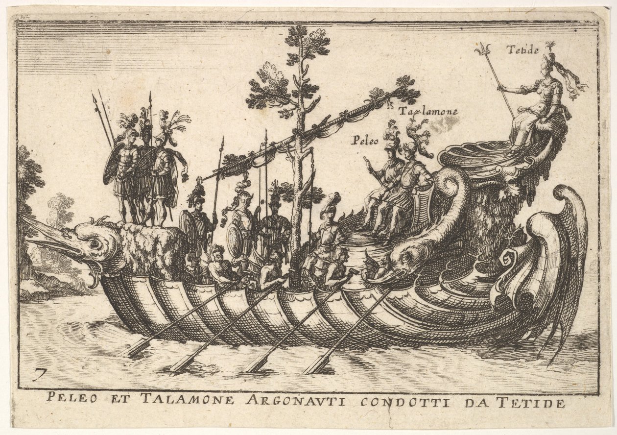 Tavola 7: Peleo e Talamone Argonauti condotti da Tetide, dal magnifico corteo su t..., 1664 da Unbekannt