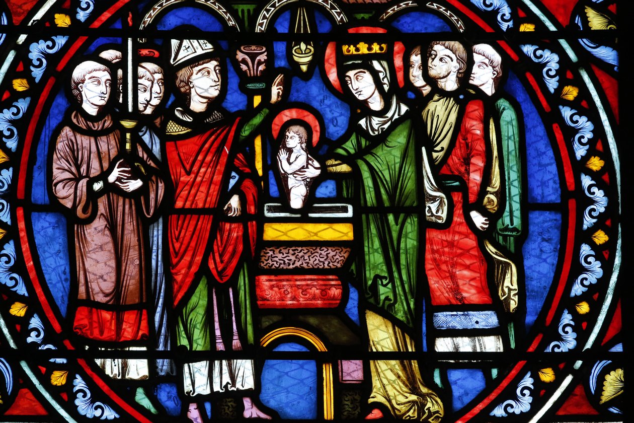 Chiesa collegiata di Poissy. Vetrata. Battesimo di San Luigi, Poissy, Francia da Unbekannt