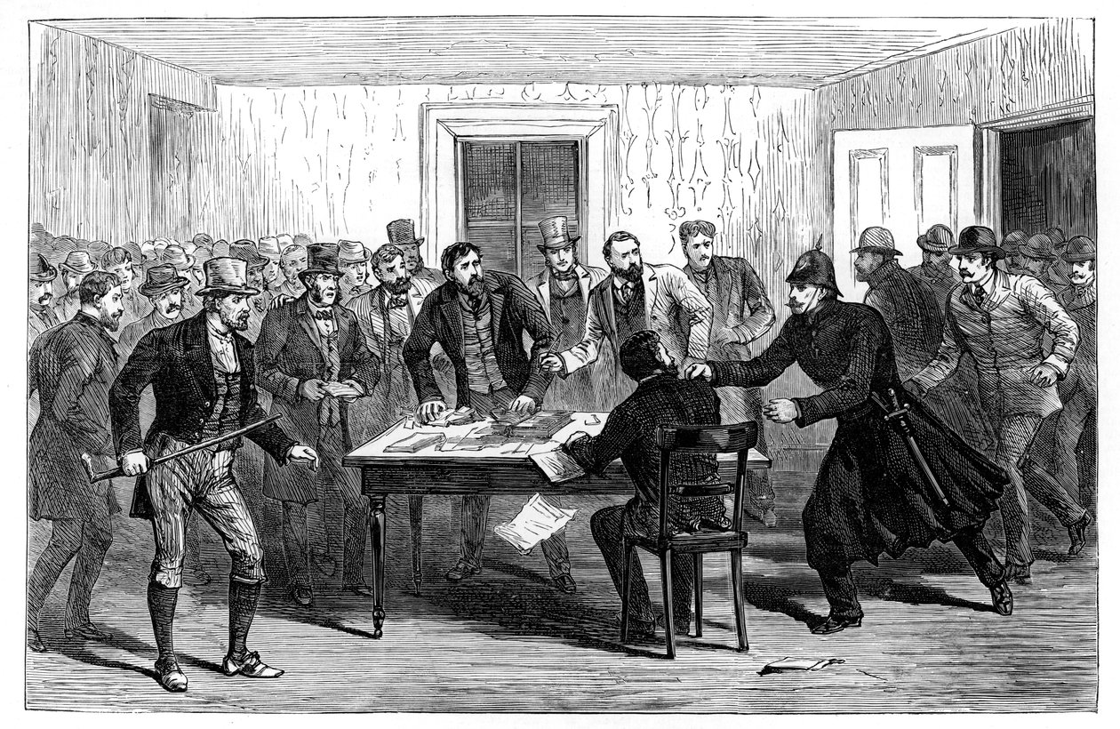 Incursione della polizia negli Uffici Nazionali degli Affitti a Loughrea, Irlanda, 1887 da Unbekannt