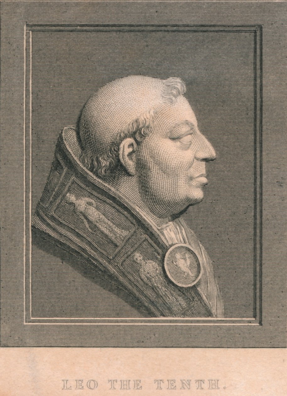 Papa Leone X 1475-1521, nato Giovanni di Lorenzo de Medici, c1830 da Unbekannt