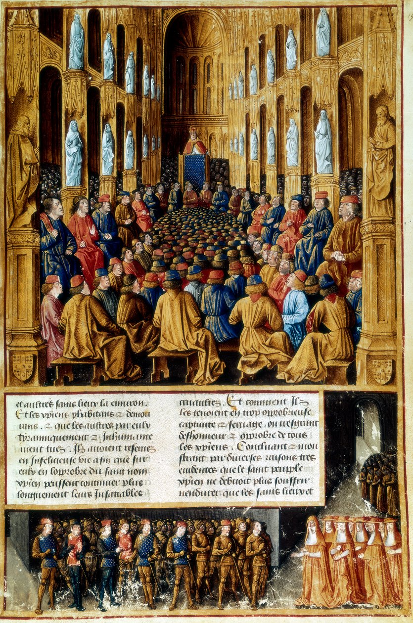 Papa Urbano II presiede il Concilio di Clermont, Francia, 1095 c1490 da Unbekannt