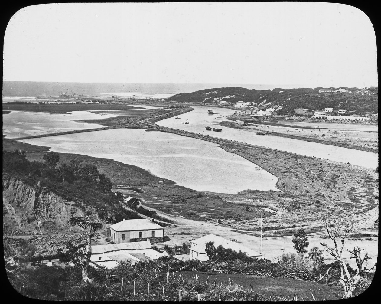 Port Alfred, fiume Kowie, miniere di diamanti e oro del Capo, Sudafrica, c1890 da Unbekannt