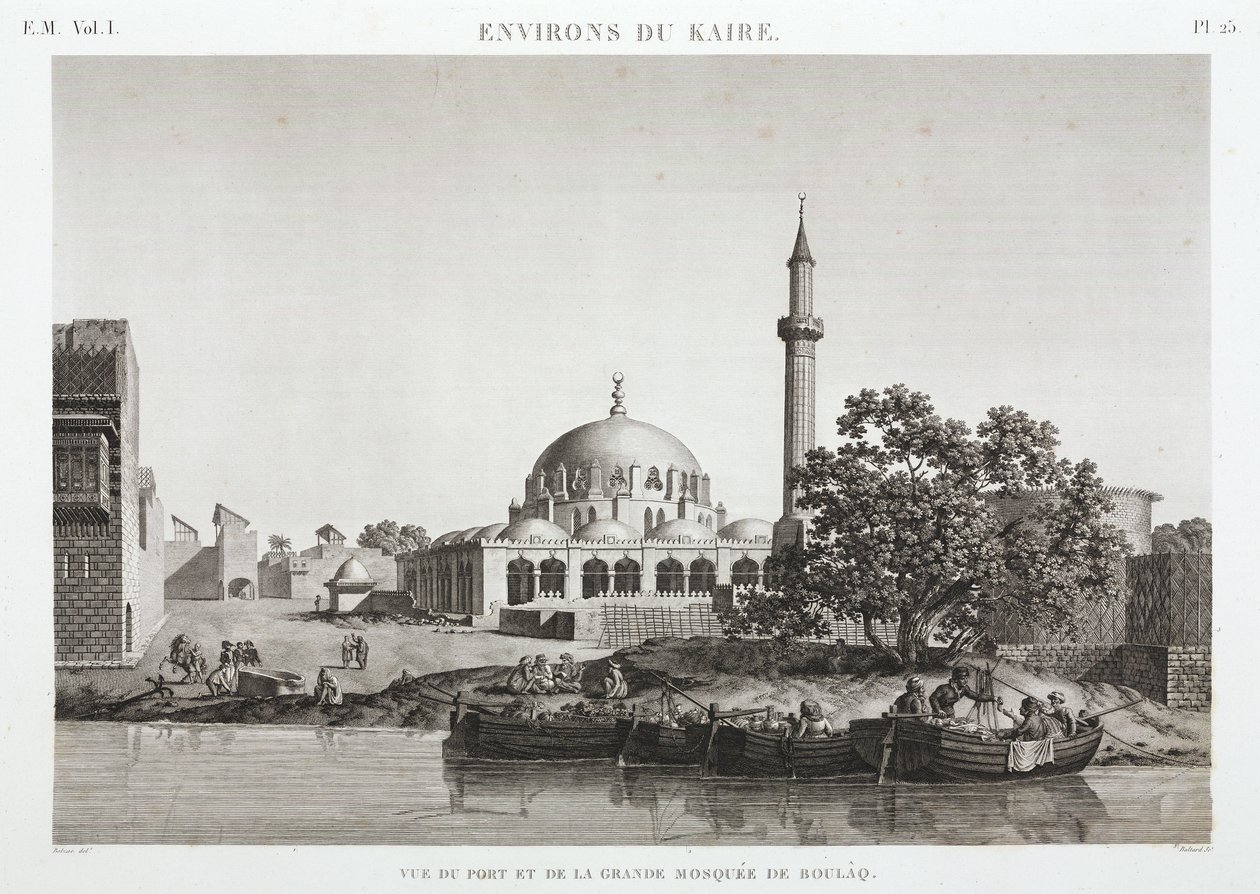 Porto e Grande Moschea di Boulaq, Il Cairo, Egitto, c.1798 da Unbekannt