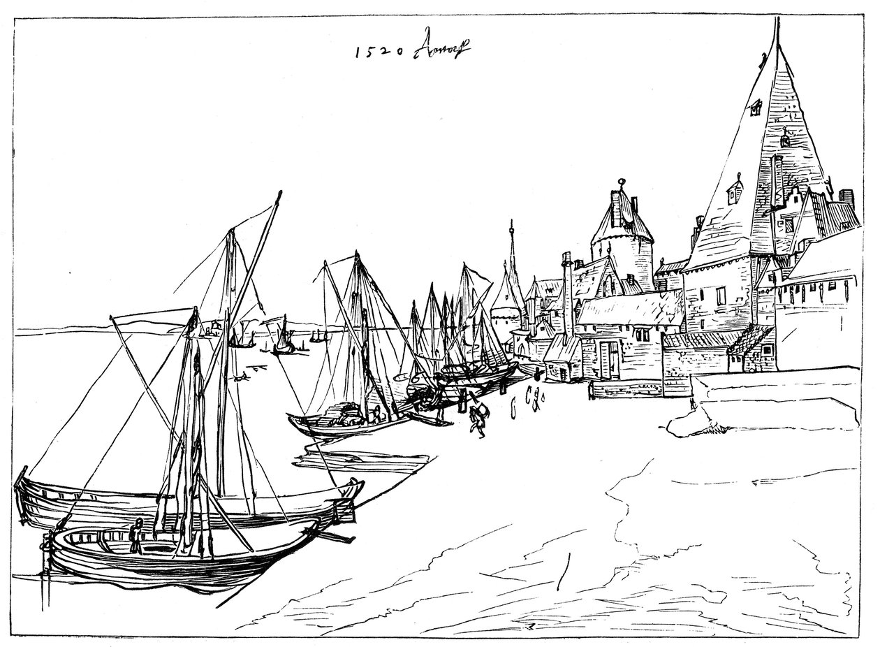 Porto di Anversa nel 1520 da Unbekannt