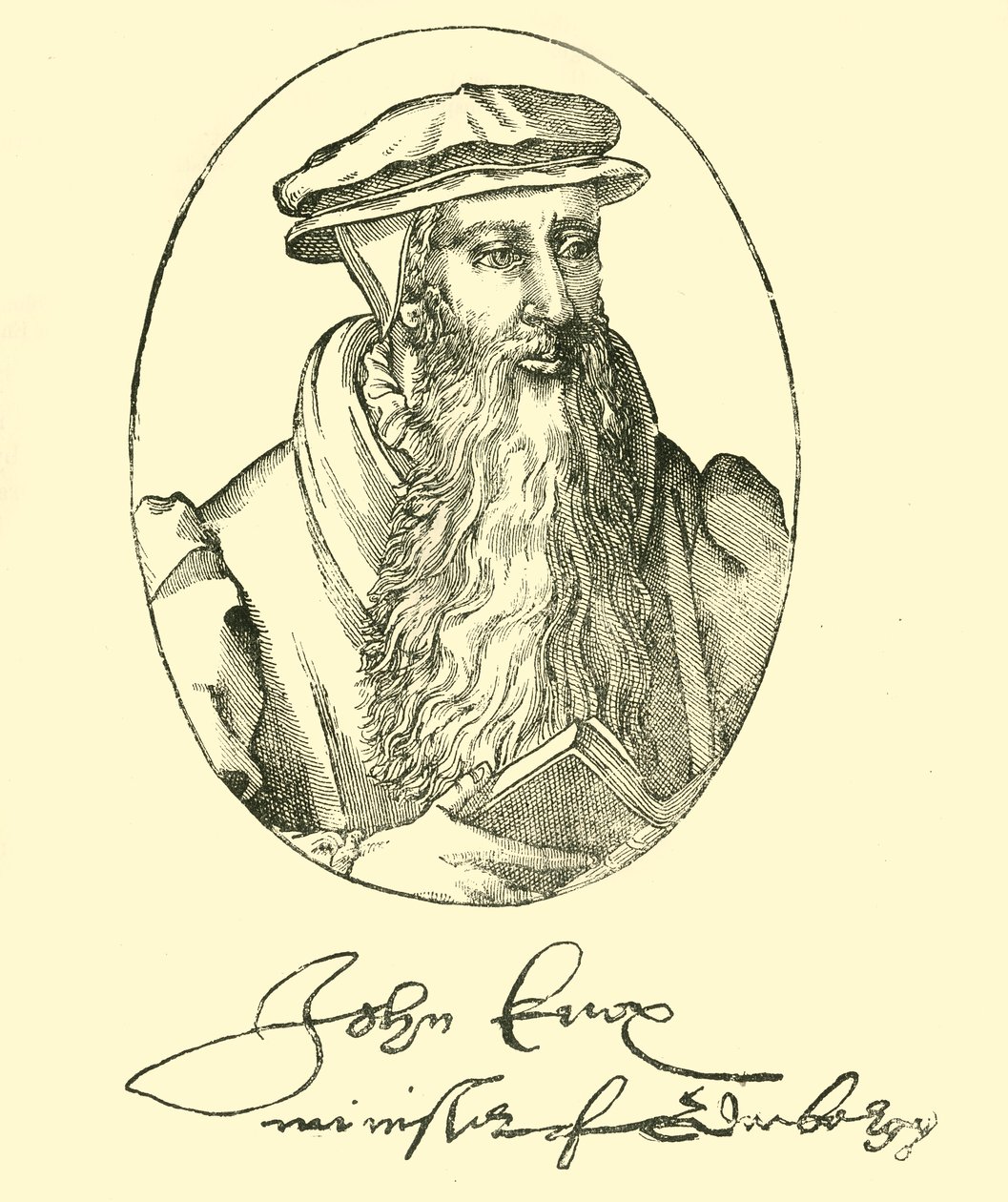 Ritratto e autografo di John Knox, c1550-1560, 1890 da Unbekannt
