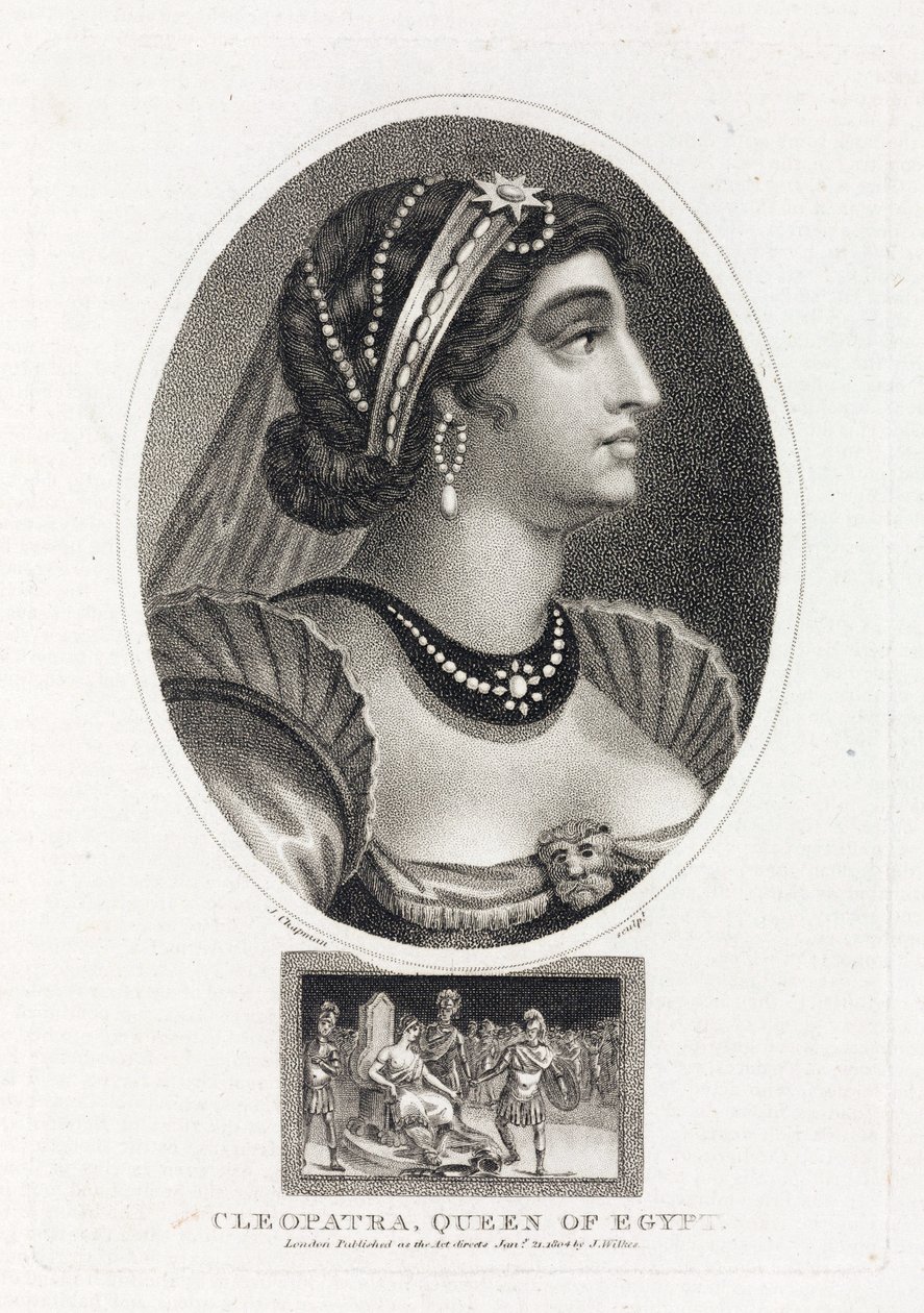Ritratto di Cleopatra (Thea Philopator, 69-30 a.C.), con una scena che descrive la sua ascesa al trono d