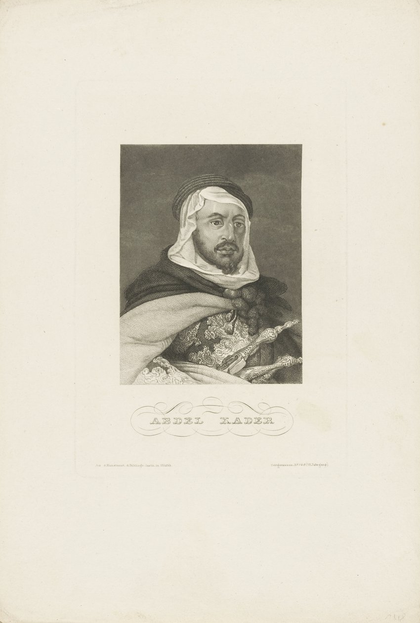 Ritratto di Abdelkader ibn Muhieddine 1808-1883 da Unbekannt