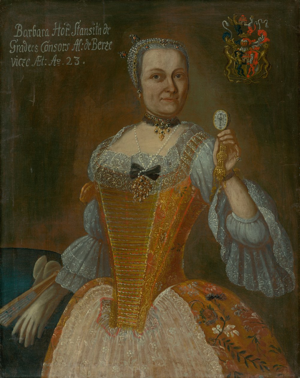 Ritratto di Barbora Horváthová-Stančičová con orologio da Unbekannt