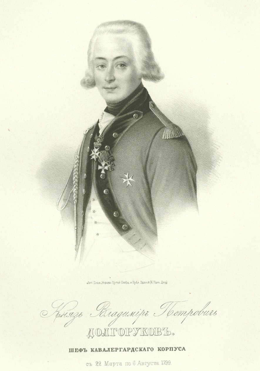 Ritratto del conte Vladimir Petrovich Dolgorukov 1773-1817 da Unbekannt