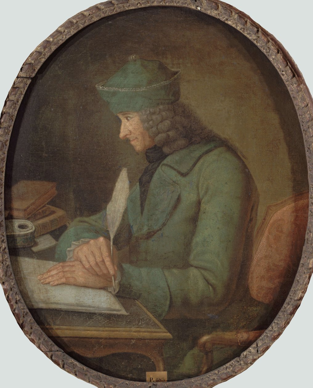Ritratto di François Marie Arouet de Voltaire 1694-1778, nel suo studio, 2ª metà del XVIII sec. da Unbekannt