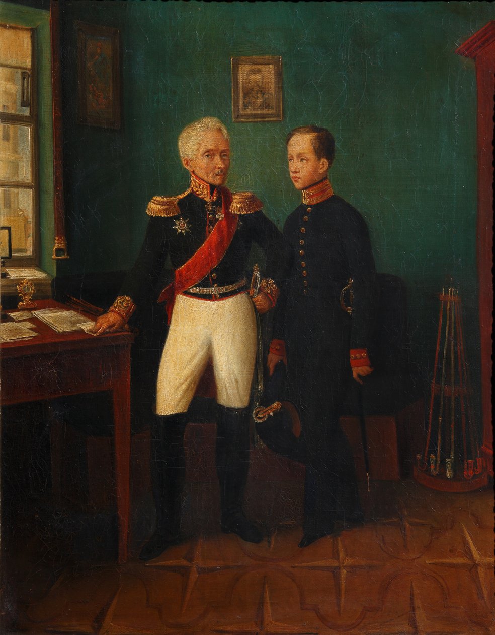 Ritratto del Generale Fyodor Grigoryevich Friedrich August Goldgeuer con il figlio Mikhail da Unbekannt