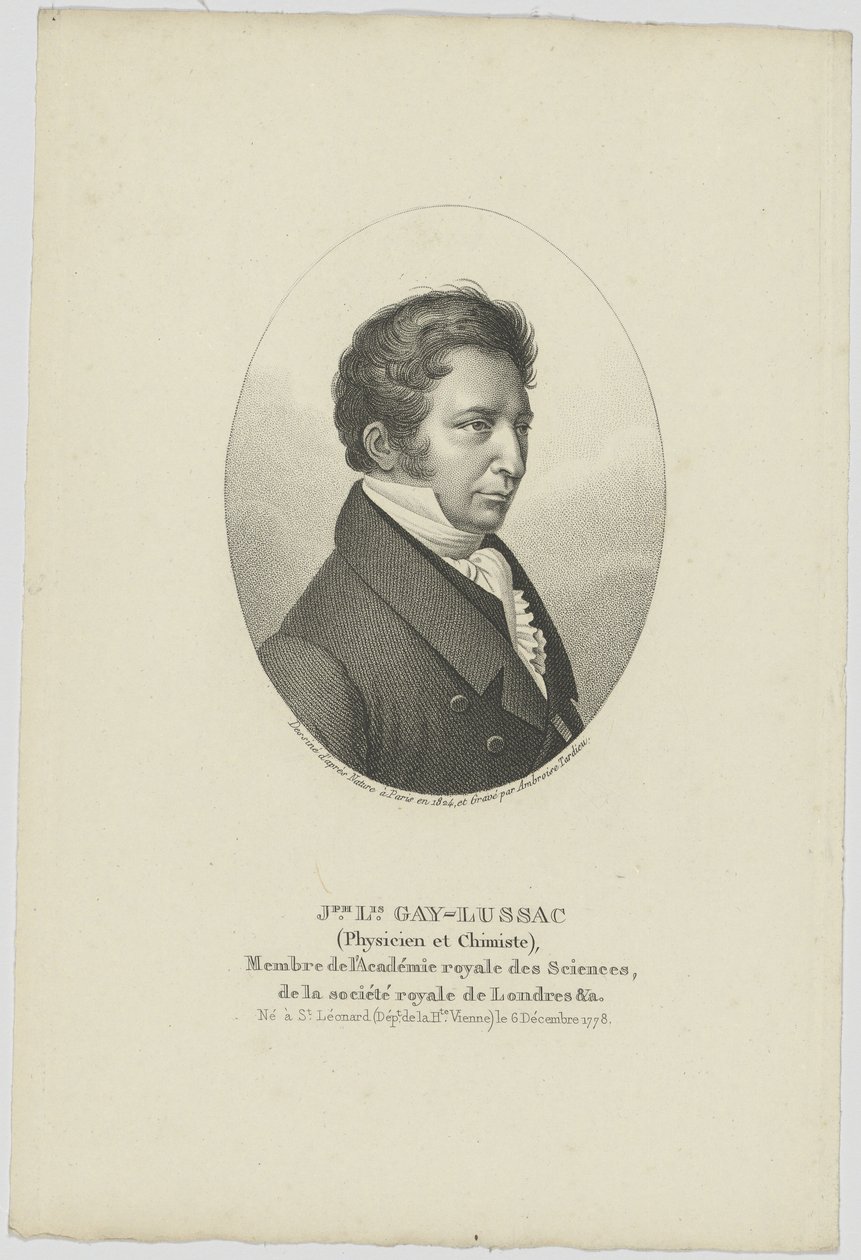 Ritratto di Joseph Louis Gay-Lussac 1778-1850, c. 1824 da Unbekannt