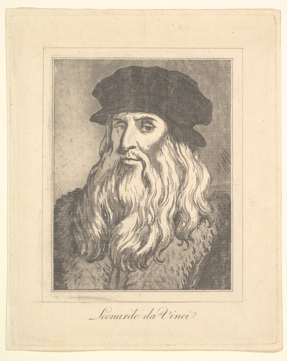 Ritratto di Leonardo da Vinci da Caricature di Leonardo da Vinci, da Disegni di Wi..., 1786 da Unbekannt