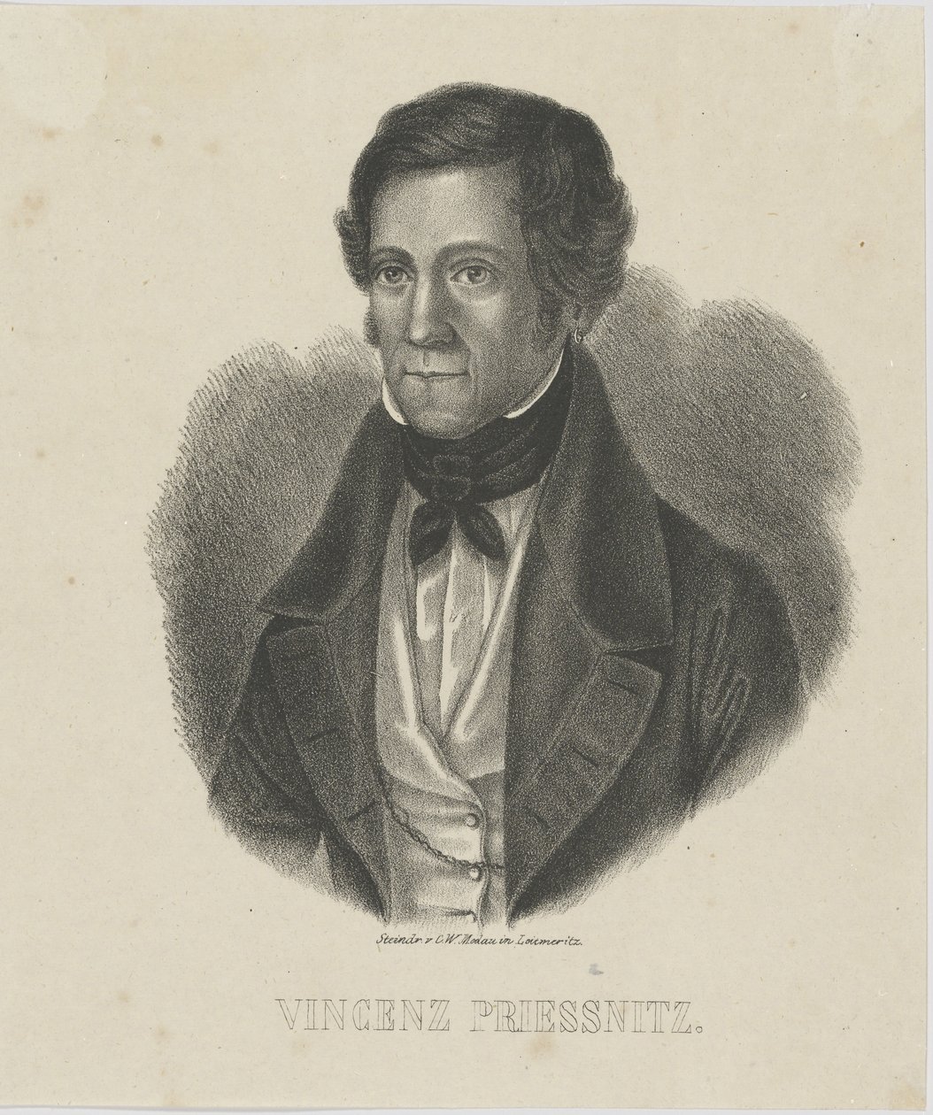 Ritratto di Vincenz Priessnitz 1799-1851, c. 1840 da Unbekannt