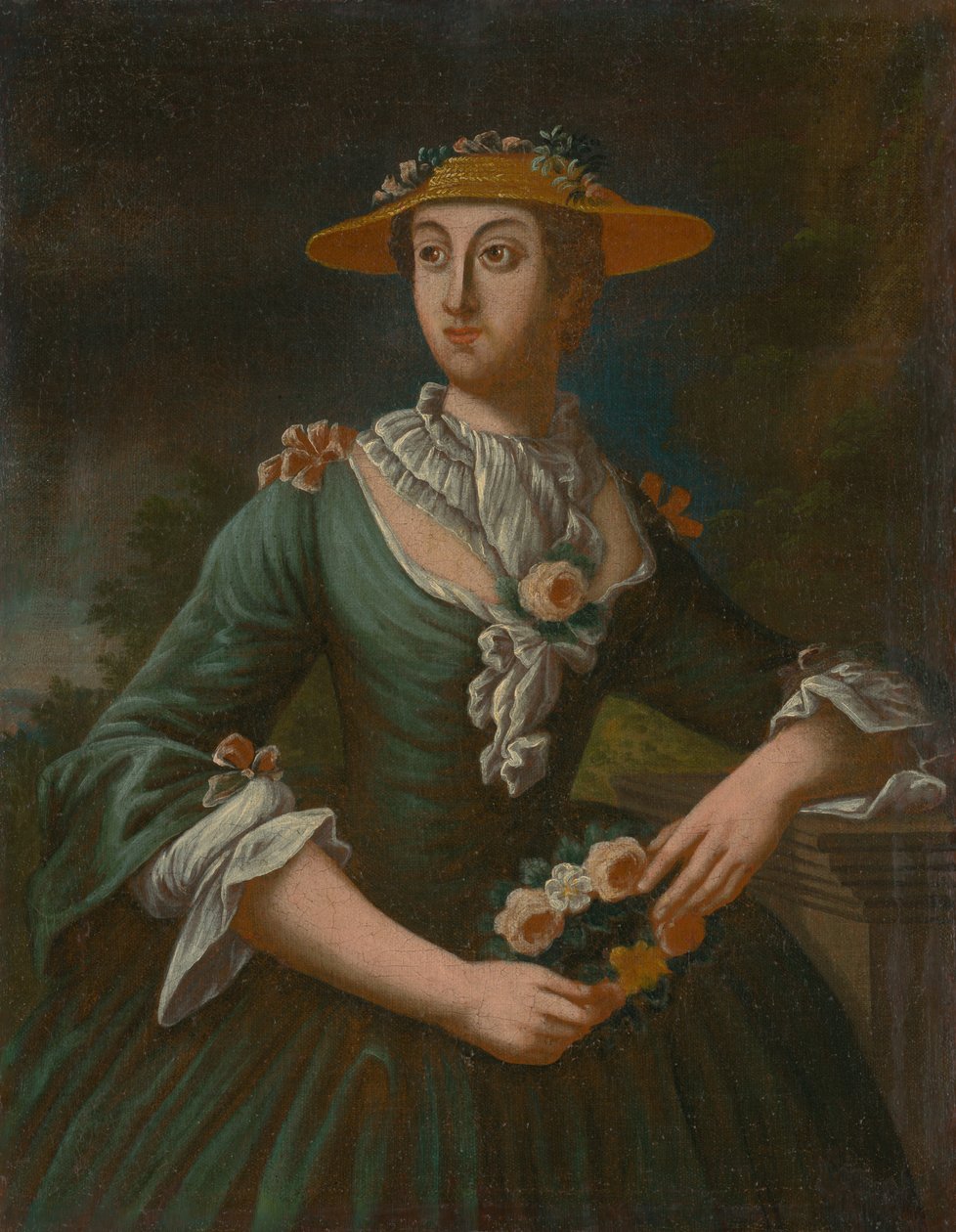 Ritratto di una donna con cappello con fiori da Unbekannt