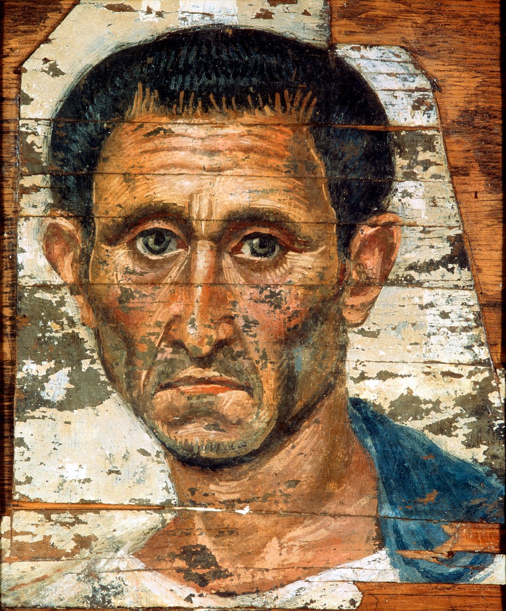 Ritratto di un uomo di mezza età con mantello blu, ritratto di mummia romano-egiziano, fine I secolo da Unbekannt