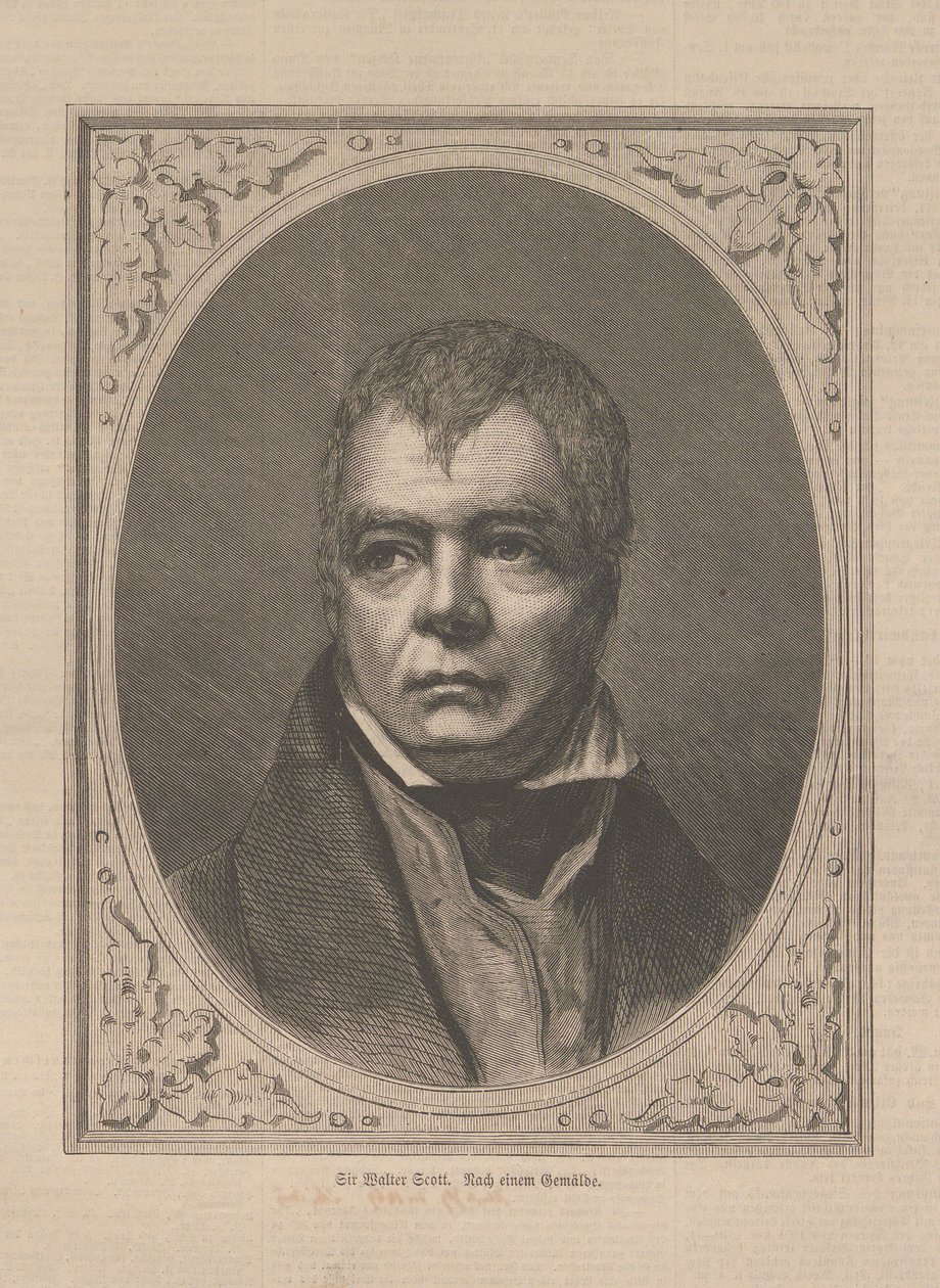 Ritratto del romanziere storico e poeta Sir Walter Scott 1771-1832, 1871 da Unbekannt