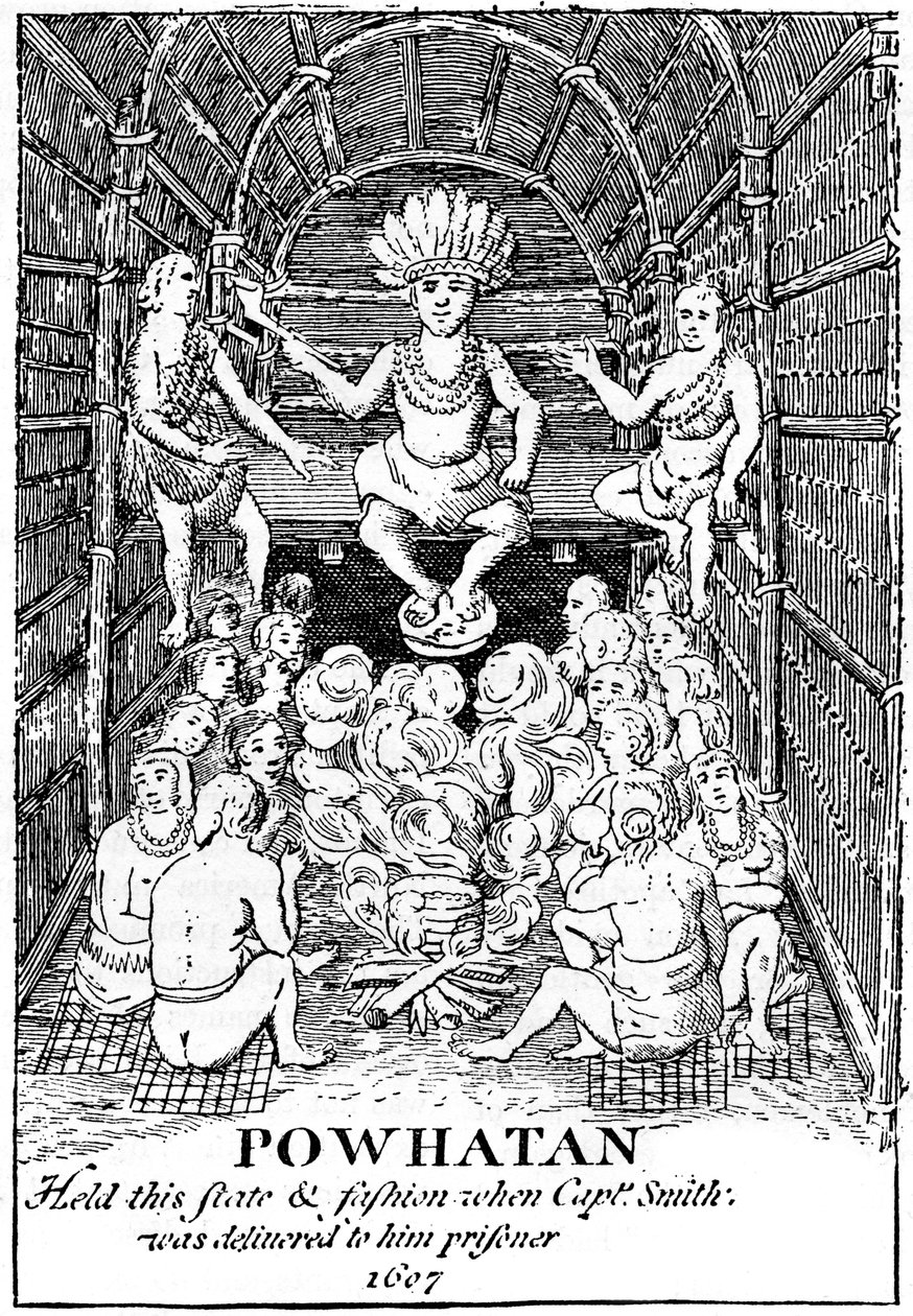 Powhatan in stato, 1607 c1880 da Unbekannt