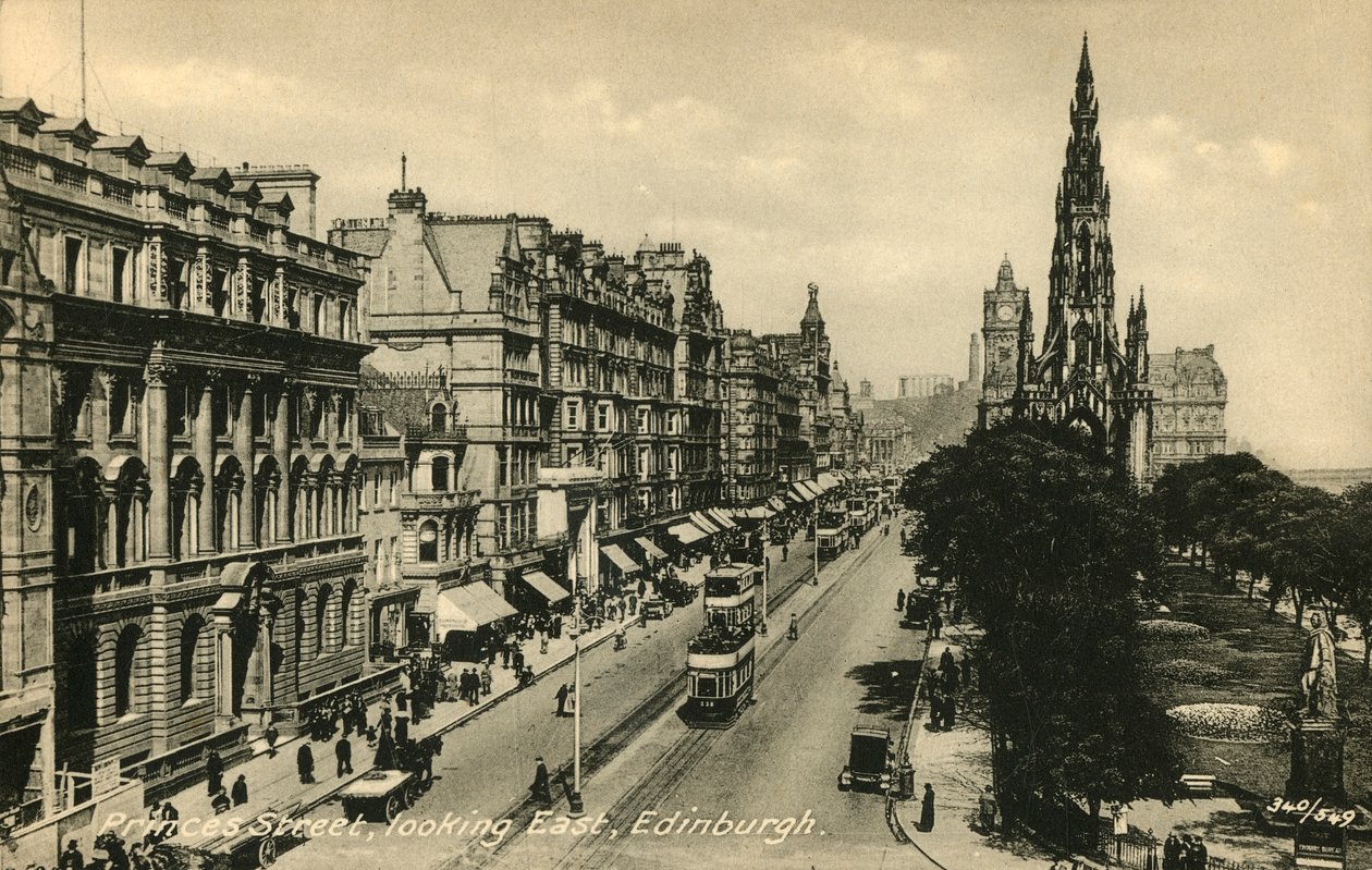 Princes Street guardando a est, Edimburgo, c. 1920 da Unbekannt