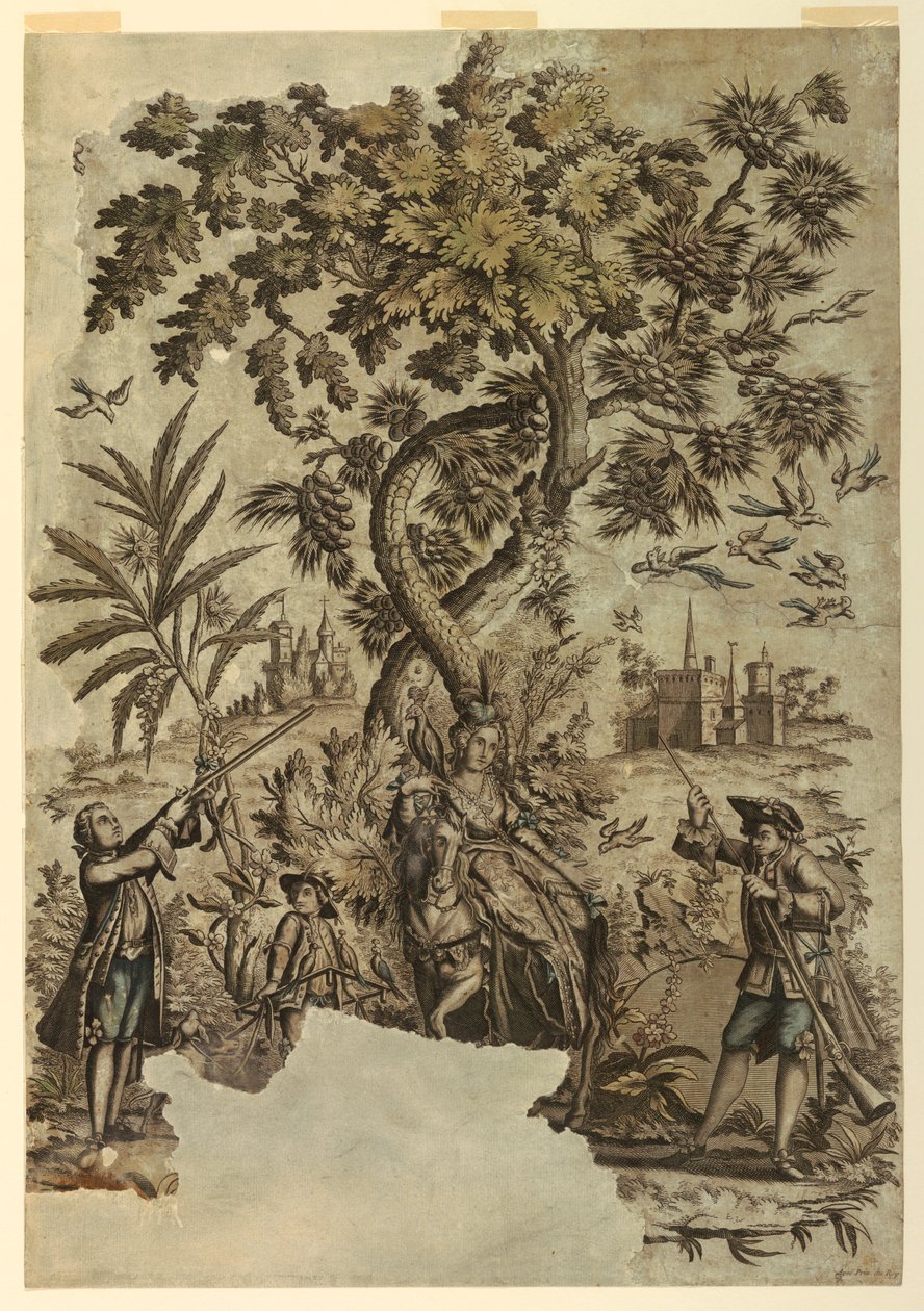 Stampa, Caccia agli uccelli, 1730-50 da Unbekannt