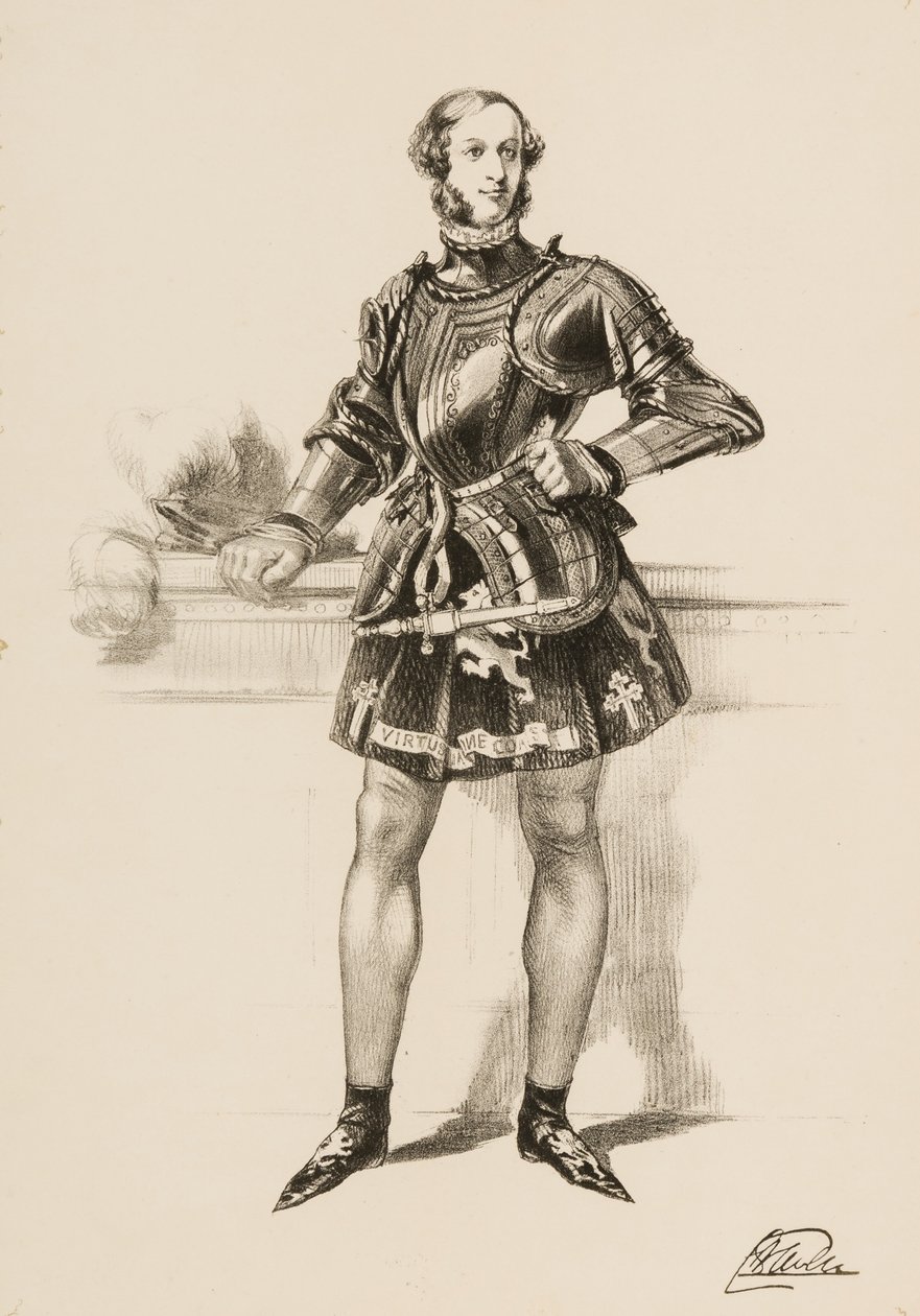 Stampa di William 2° Conte di Craven in costume indossato al Torneo di Eglinton 1839 da Unbekannt