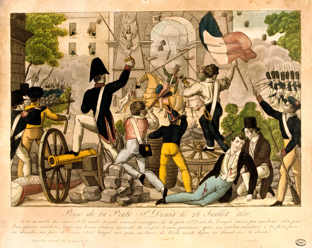 Prise de la Porte St Denis il 28 luglio 1830, Rivoluzione del 1830, Parigi da Unbekannt