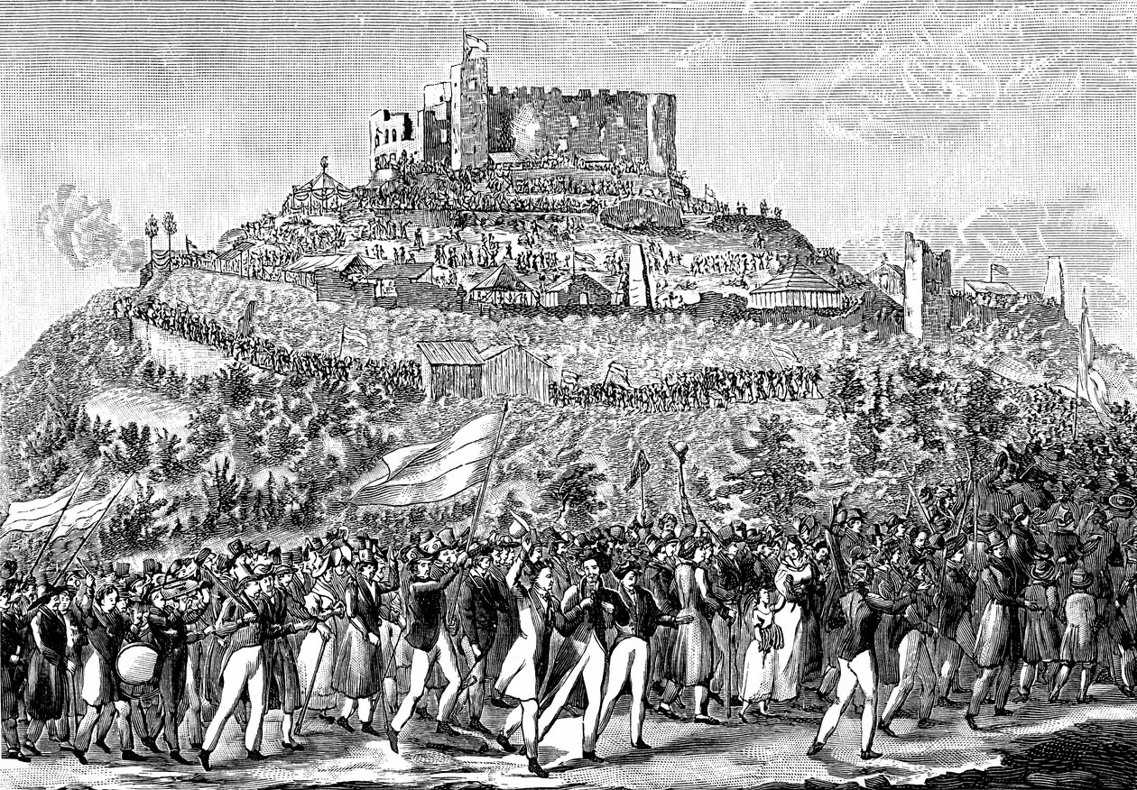 Processione al Castello di Hambach il 27 maggio 1832 da Unbekannt