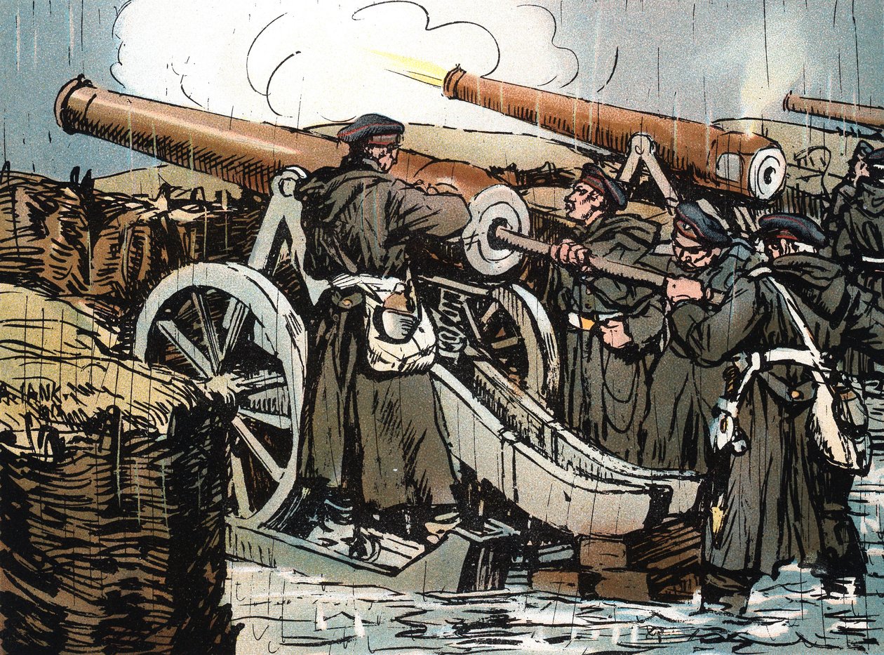 Batteria di artiglieria prussiana in azione, Guerra franco-prussiana, 1870-1871 da Unbekannt