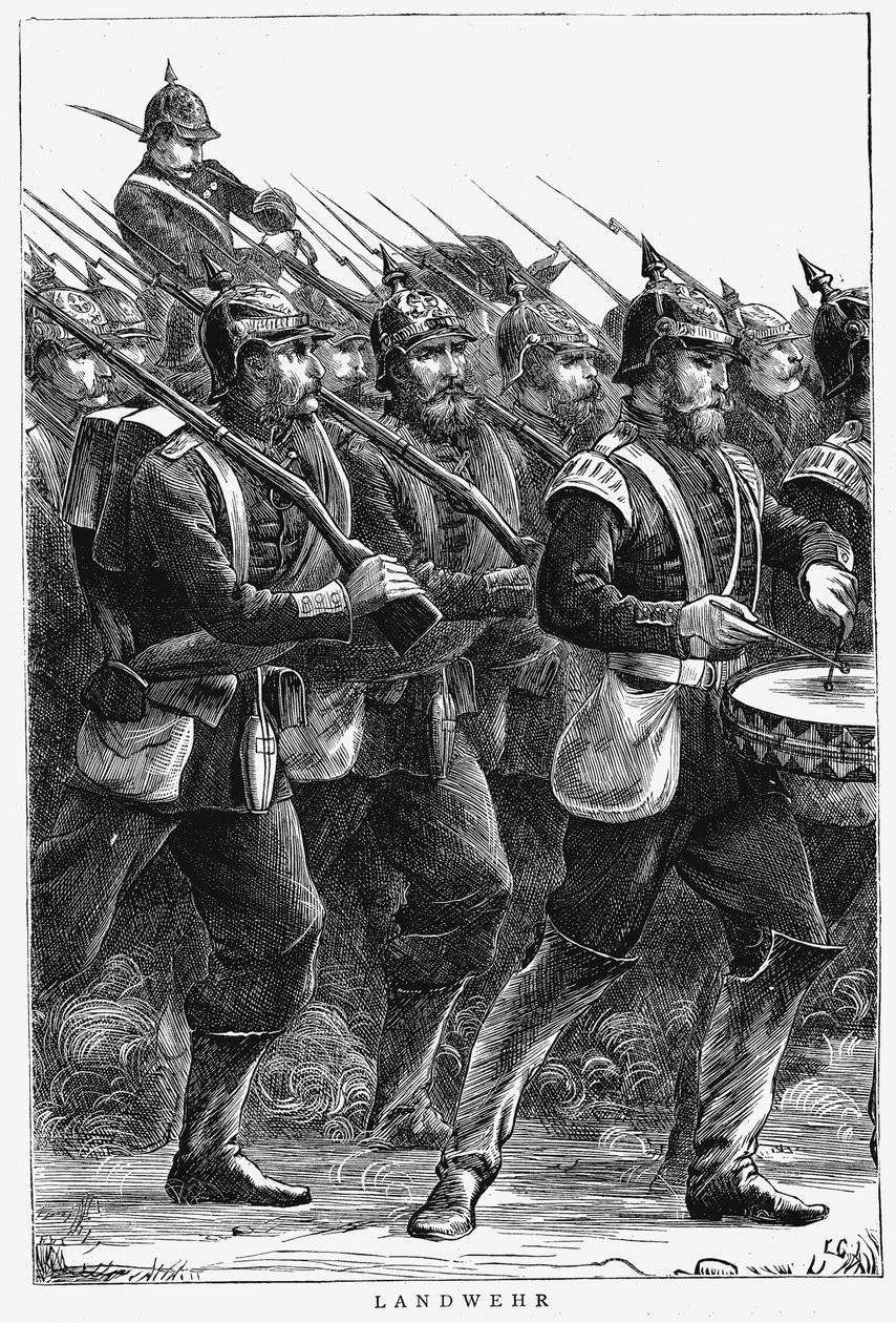 Soldati prussiani in marcia, Guerra Franco-Prussiana, settembre 1870 da Unbekannt