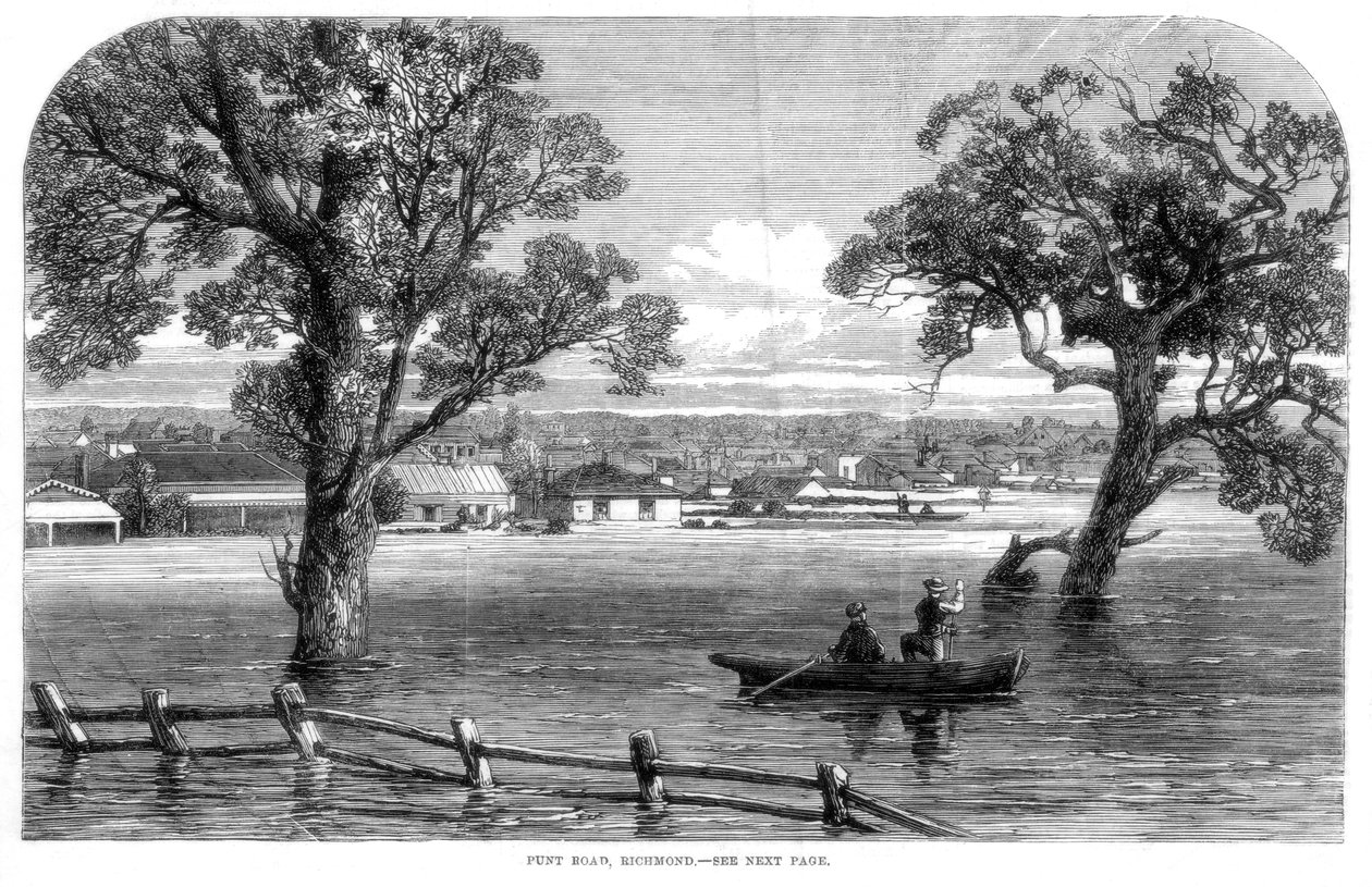 Punt Road, Richmond - Inondazioni a Melbourne, Australia, 1864 da Unbekannt