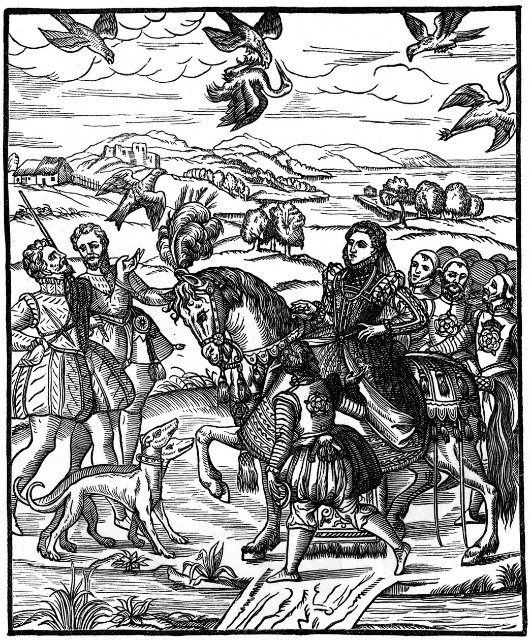 La regina Elisabetta I a caccia con il falco, 1575, 1910 da Unbekannt