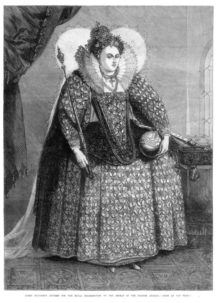 La regina Elisabetta vestita per il ringraziamento reale per la sconfitta dell