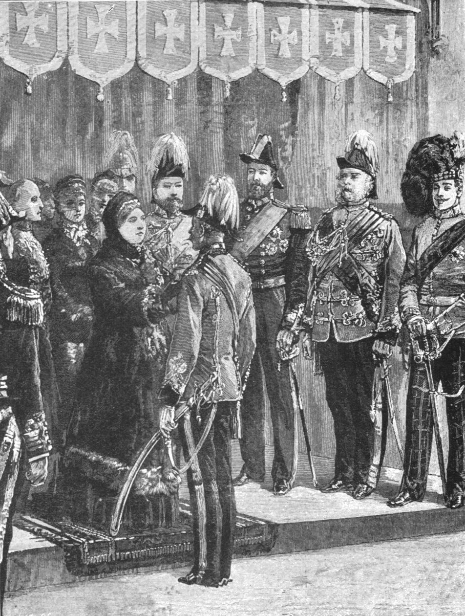 La regina Vittoria che decora gli ufficiali...a Windsor, 8 dicembre 1879, 1901 da Unbekannt